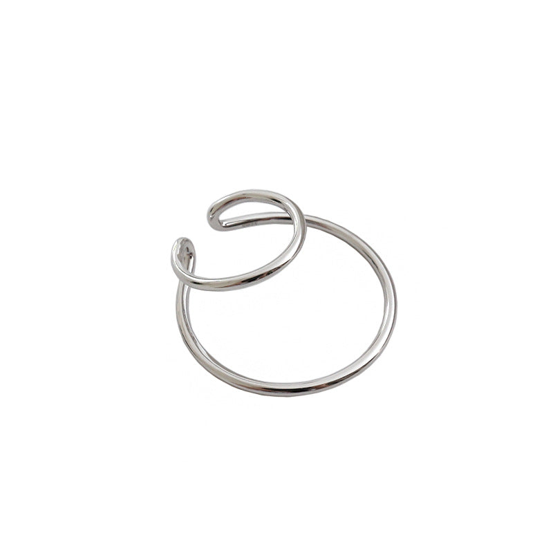 Simple Geometry Double Layer 925 Sterling Silver Non-Pierced Earring(Single)