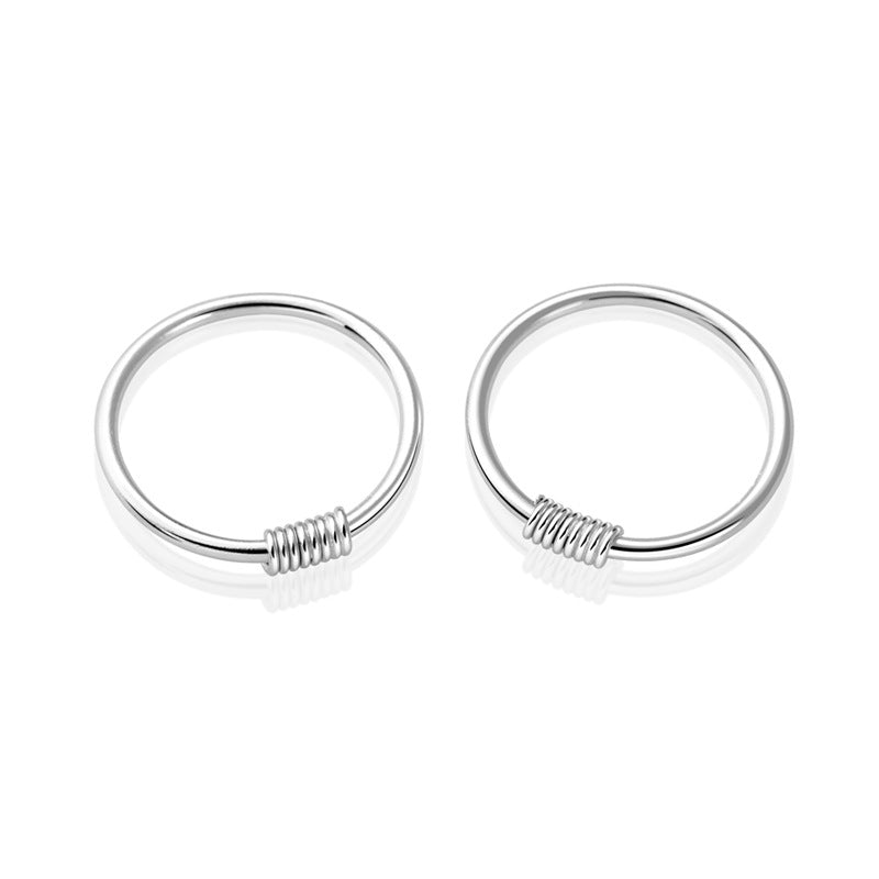 Minimalist Spiral Twisted Circle 925 Sterling Silver Huggie Hoop Earrings