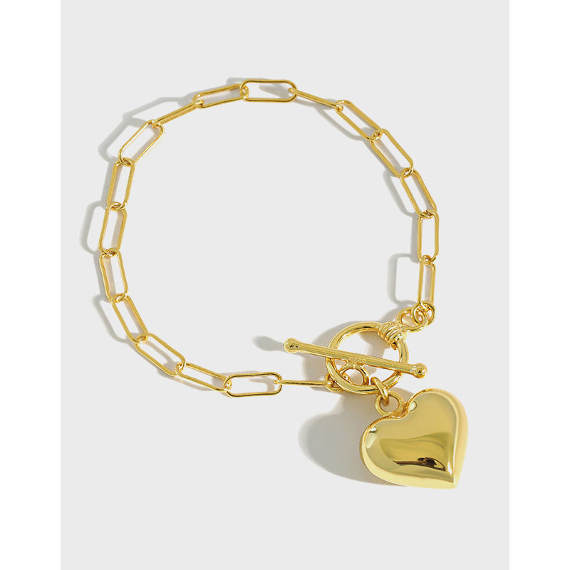Girl Hollow Chain Heart 925 Sterling Silver Bracelet