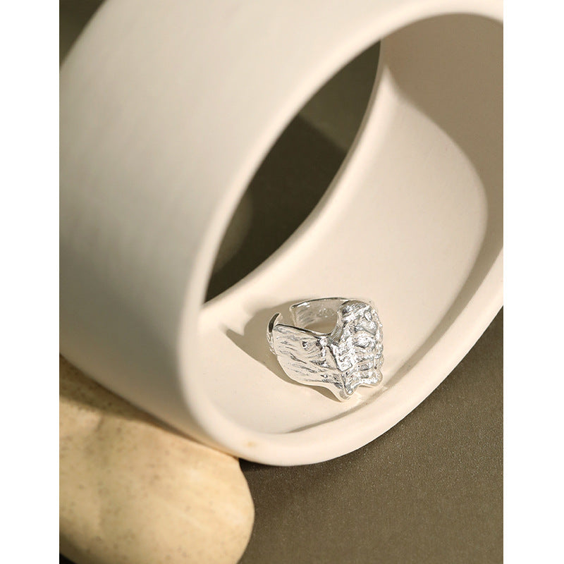 Men's Irregular Folding 925 Sterling Silver Adjustable Ring