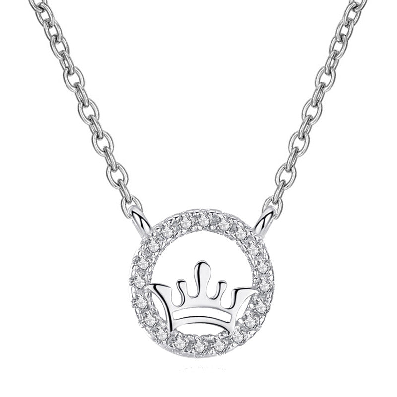 Elegant CZ Queen's Crown 925 Sterling Silver Necklace