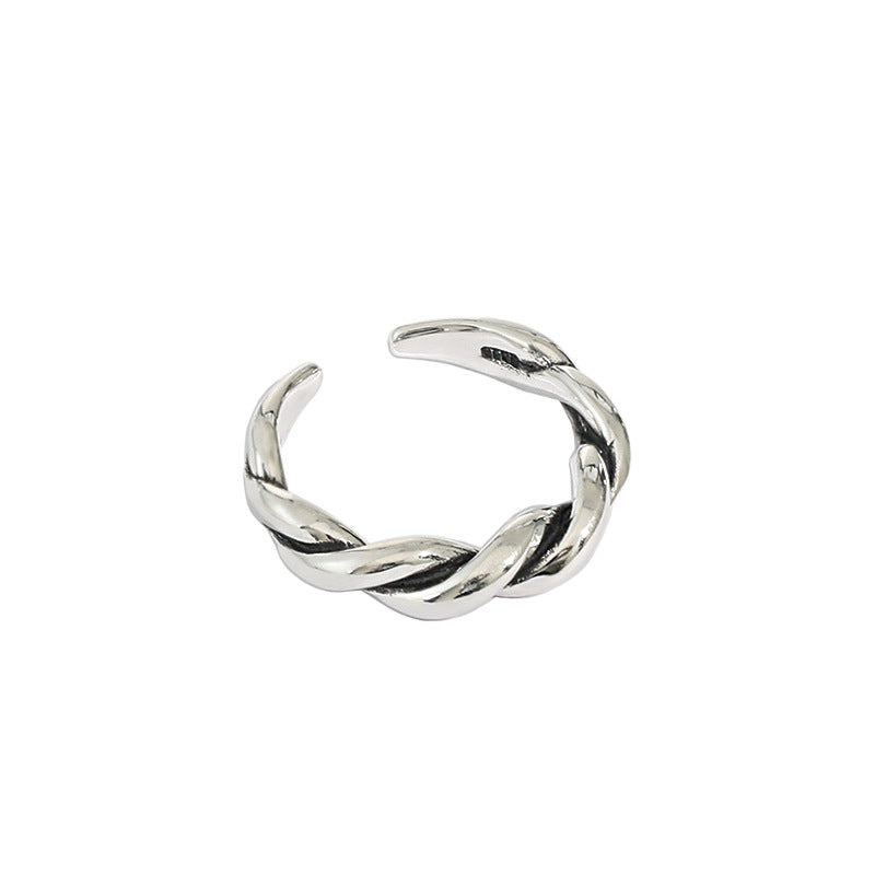 Casual Twisted Simple 925 Sterling Silver Adjustable Ring