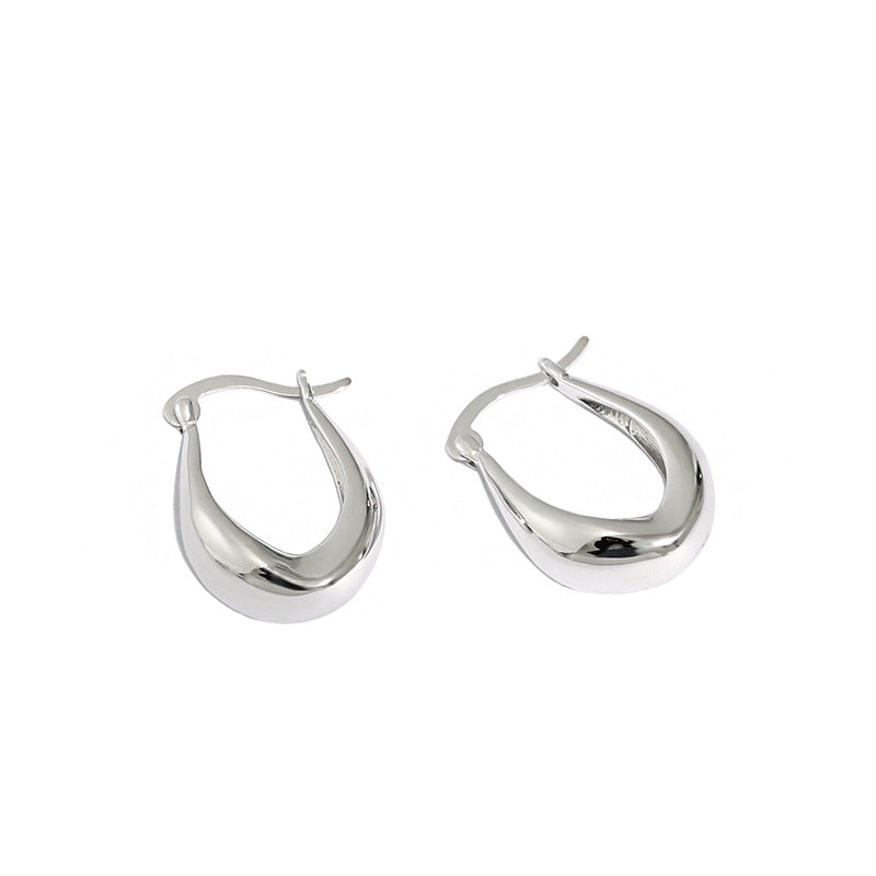 Office Irregular U Shape Hot 925 Sterling Silver Hoop Earrings