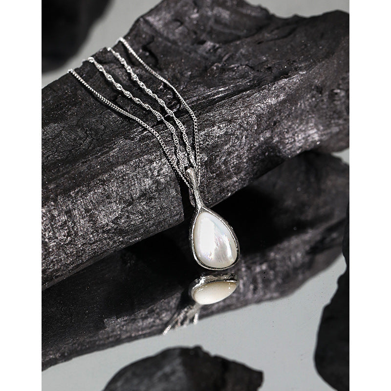 Elegant Waterdrop Mother of Shell 925 Sterling Silver Necklace