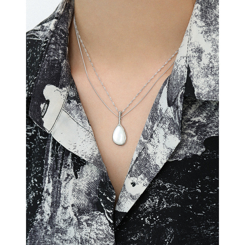 Elegant Waterdrop Mother of Shell 925 Sterling Silver Necklace