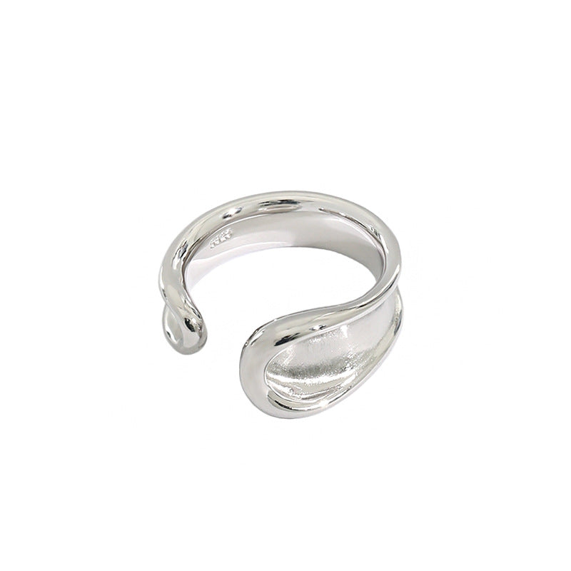 Casual Geometry Irregular River 925 Sterling Silver Adjustable Ring