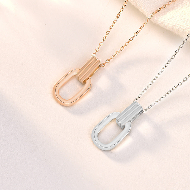 Simple Geometry Hollow Rectangle 925 Sterling Silver Necklace
