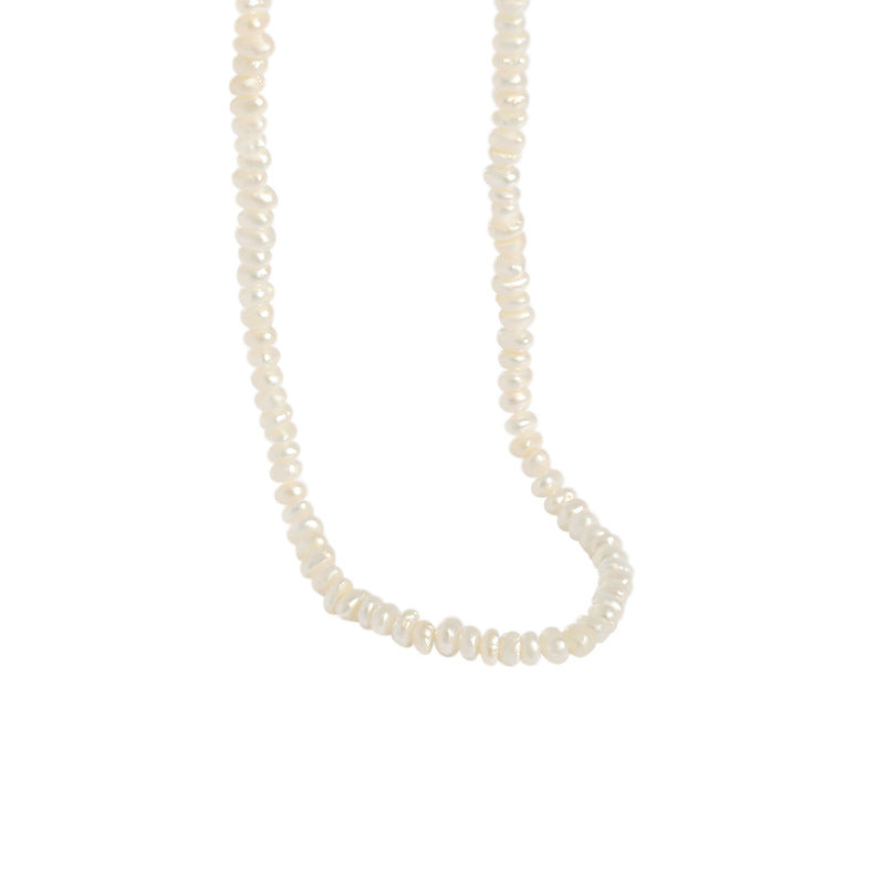 Elegant Women Irregular Natural Pearls 925 Sterling Silver Necklace