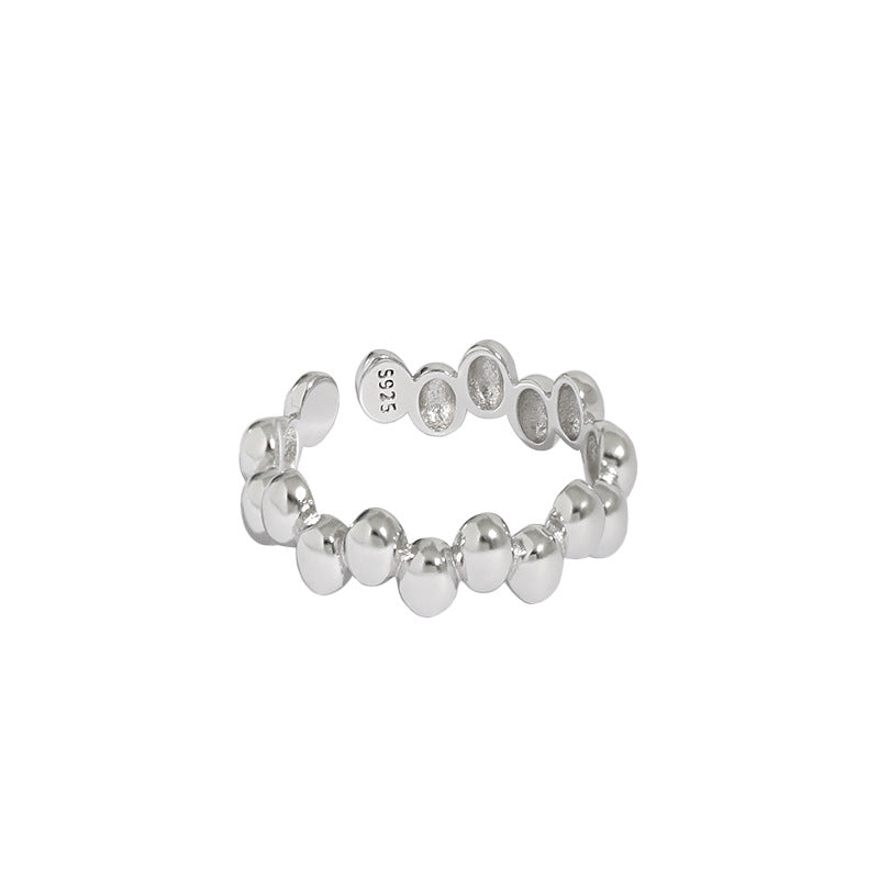 Girl Irregular Beads Bubbles 925 Sterling Silver Adjustable Ring