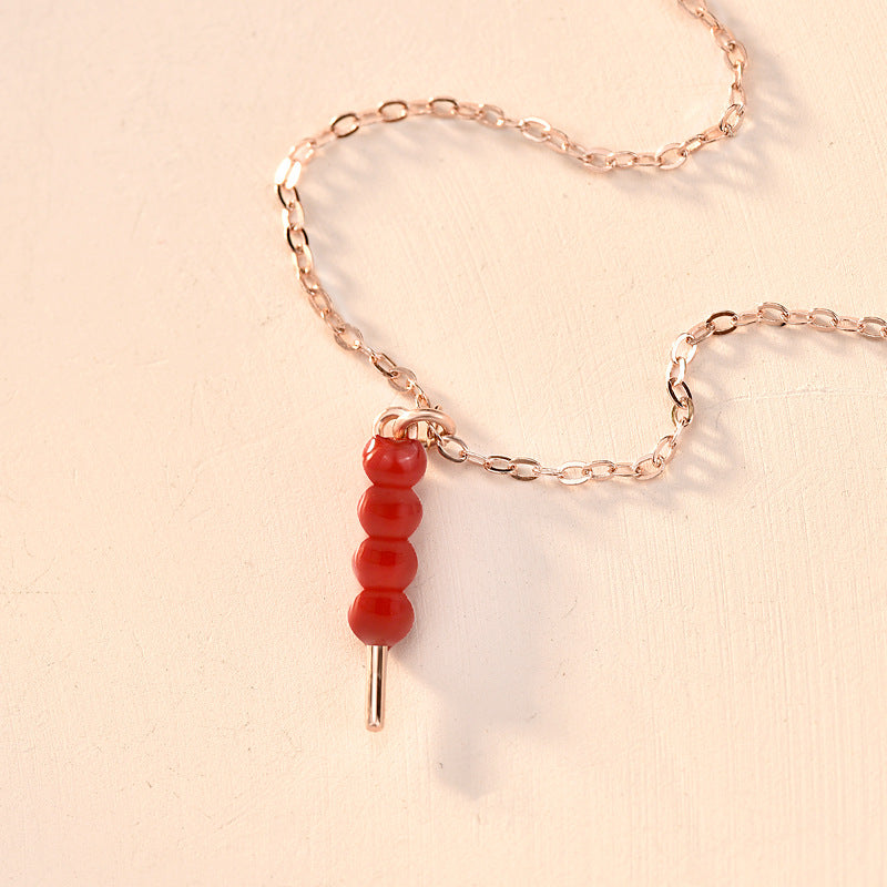 Party Red  Sugar-Coated Haws 925 Sterling Silver Necklace