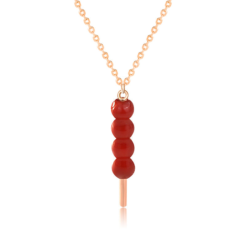 Party Red  Sugar-Coated Haws 925 Sterling Silver Necklace