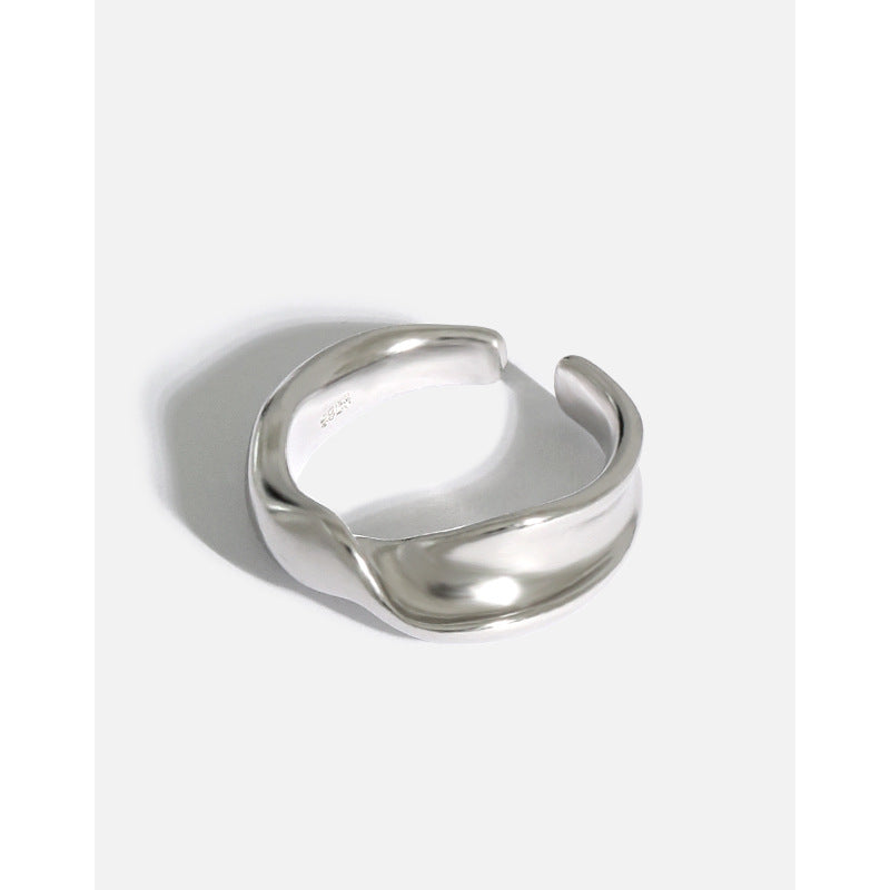New Twisted Wide 925 Sterling Silver Adjustable Ring