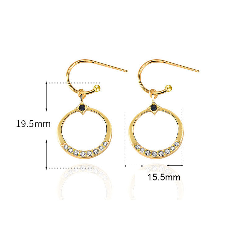 Simple CZ Hollow Circle 925 Sterling Silver Dangling Earrings