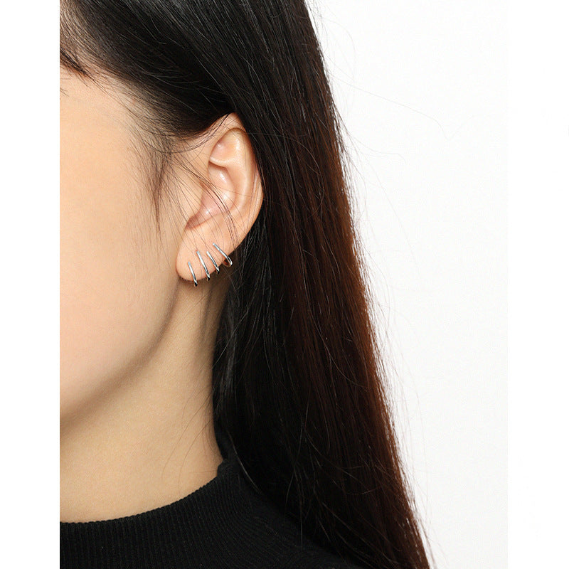 Geometry Irregular Spring 925 Sterling Silver Stud Earrings