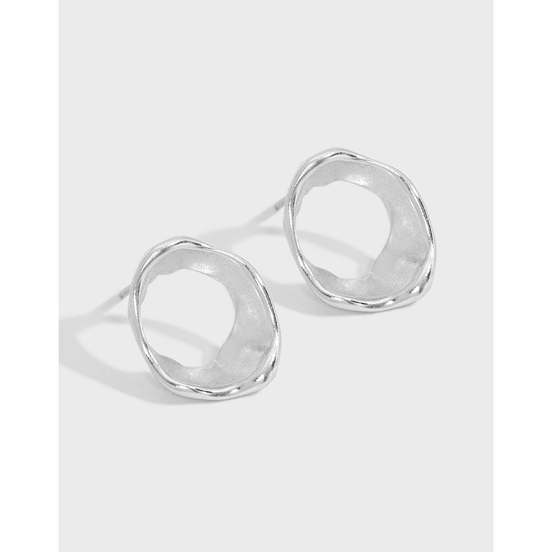 Party Geometry Irregular Circle 925 Sterling Silver Stud Earrings