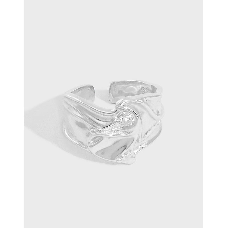 Fashion CZ Flowing River 925 Sterling Silver Adjustable Ring