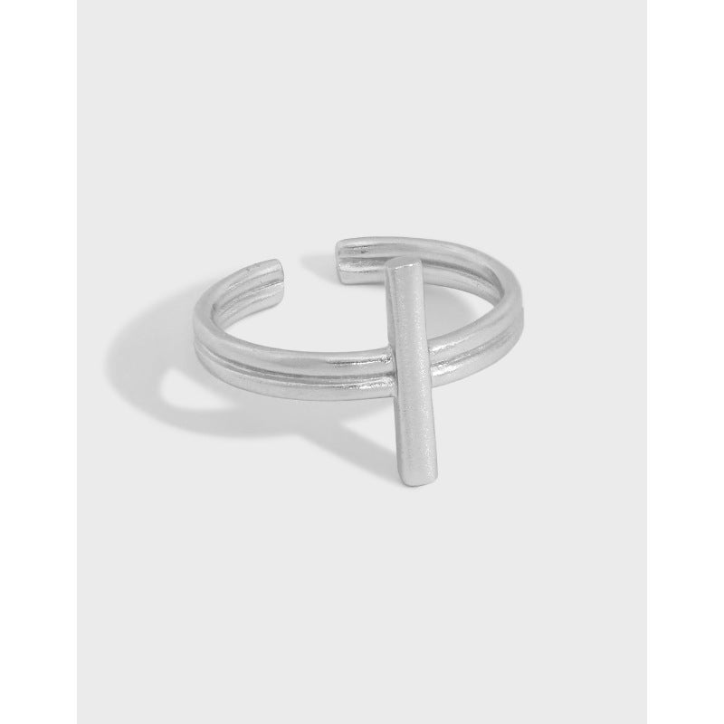 Minimalist Cross Office 925 Sterling Silver Adjustable Ring