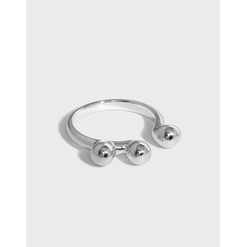 Simple Geometry Three Balls 925 Sterling Silver Adjustable Ring