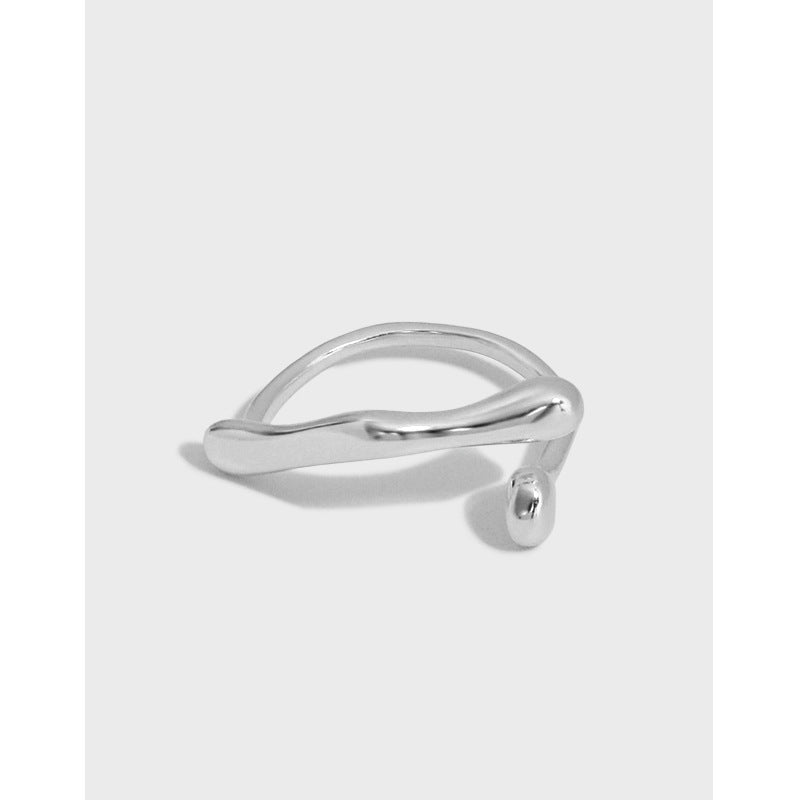 Fashion Geometry Waterdrop Cross 925 Sterling Silver Adjustable Ring