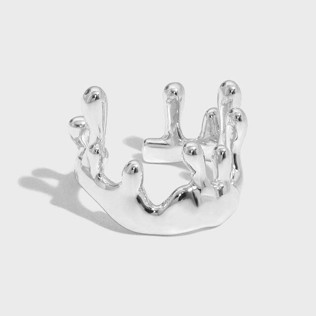 Irregular New Candle Crown Solid 925 Sterling Silver Adjustable Ring