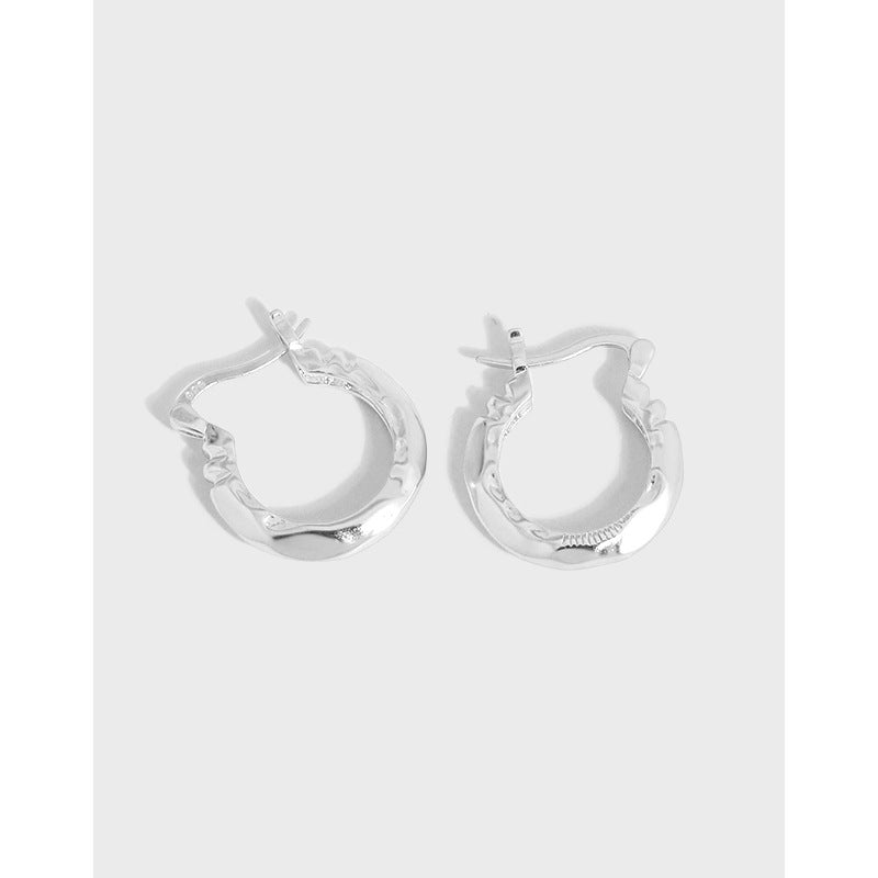 Simple Geometry Circles New 925 Sterling Silver Hoop Earrings