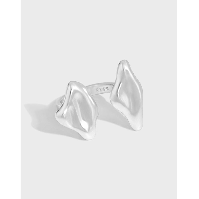 Fashion Irregular Two Ears 925 Sterling Silver Adjustable Ring