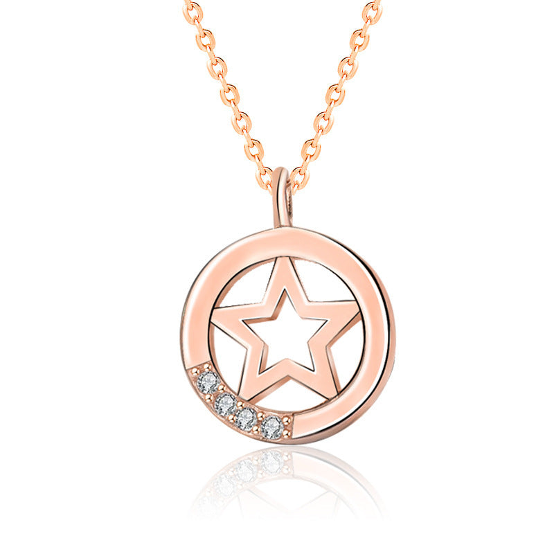Casual Hollow Star CZ 925 Sterling Silver Necklace