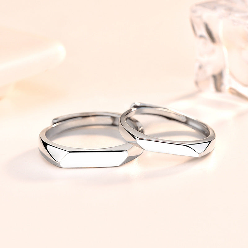 Simple Geometry Personalized 925 Sterling Silver Adjustable Promise Ring