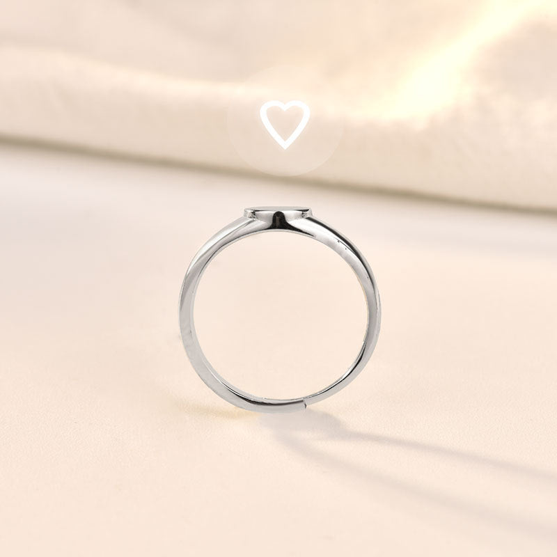 Fashion Heart Projection 925 Sterling Silver Adjustable Ring