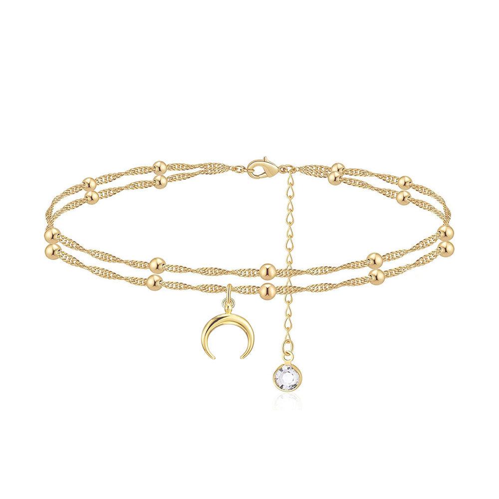 F8.Double Crescent Anklet - Elle Royal Jewelry