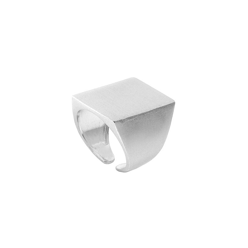 Men's Geometry Sqaure 925 Sterling Silver Adjustable Ring