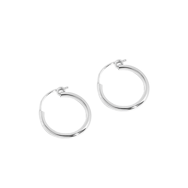 Simple Geometry Tiny Circle 925 Sterling Silver Hoop Earrings