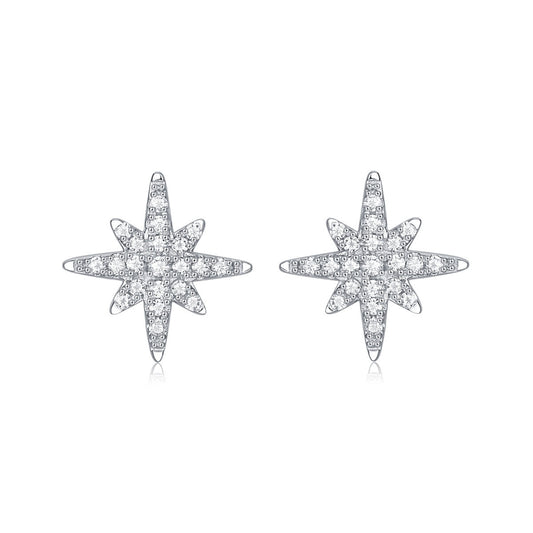 Girl  Shining Moissanite CZ Meteor Star 925 Sterling Silver Stud Earrings