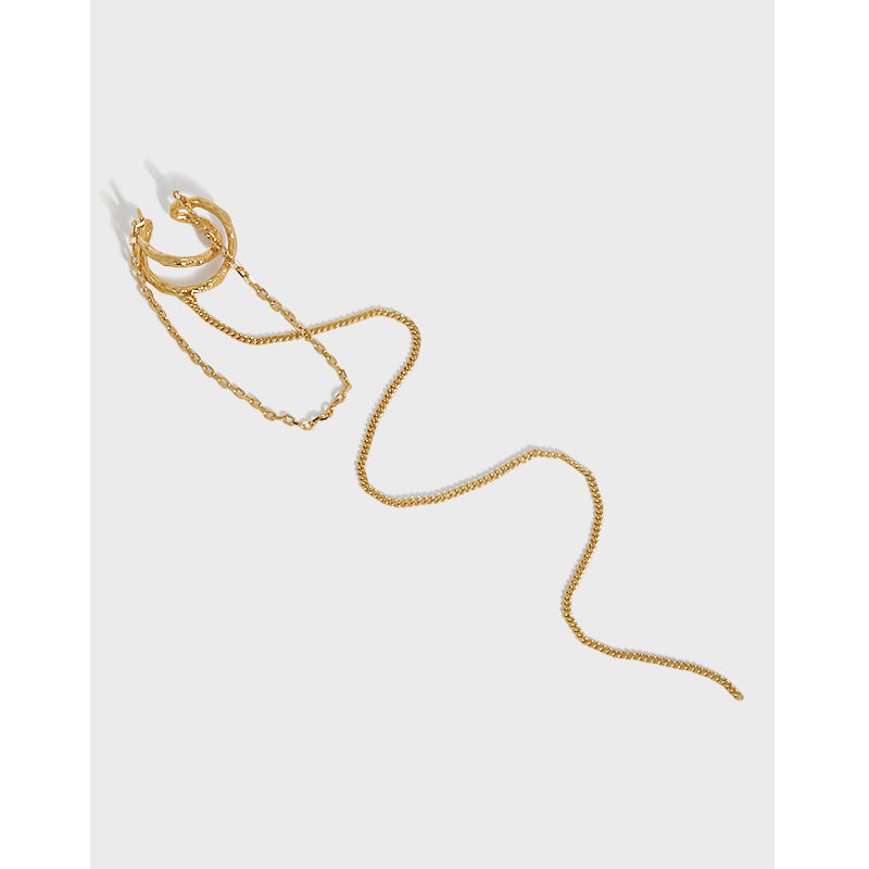 Elegant Double Layers Chain Tassels 925 Sterling Silver Non-Pierced Earring(Single)