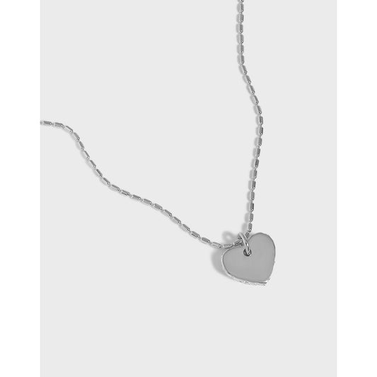 Women tube Beads Heart 925 Sterling Silver Necklace