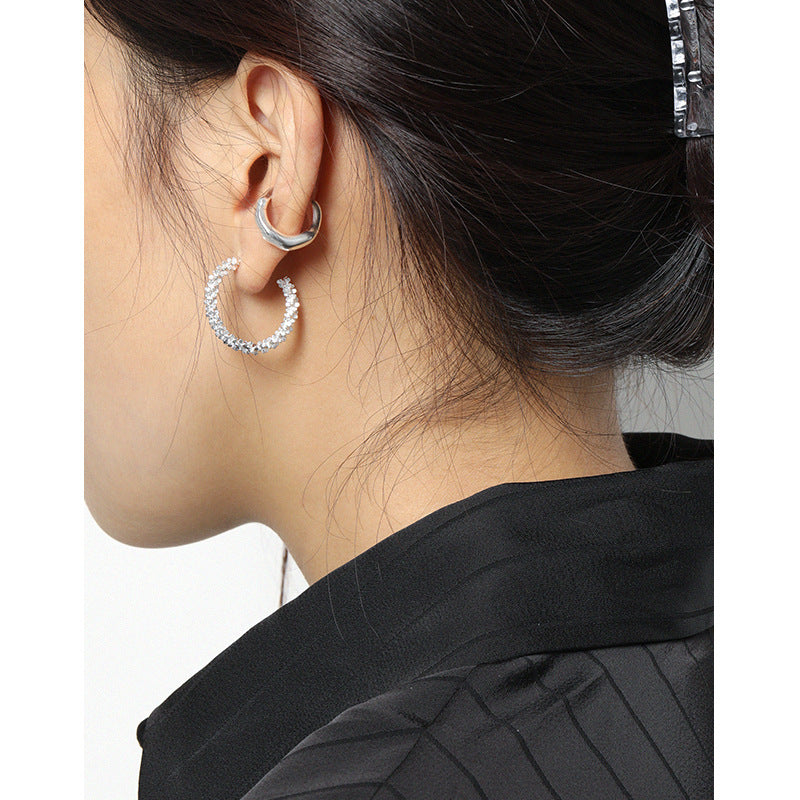 Fashion Irregular Wave 925 Sterling Silver Non-Pierced Earring(Single)