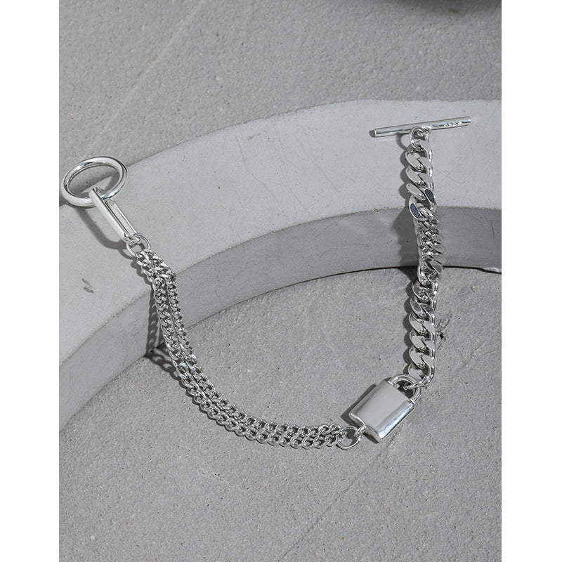 Asymmetry Curb Chain OT 925 Sterling Silver Bracelet