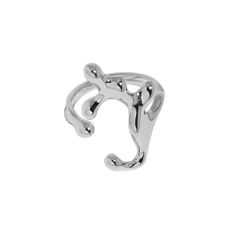 Modern Irregular Lava Flame 925 Sterling Silver Adjustable Ring
