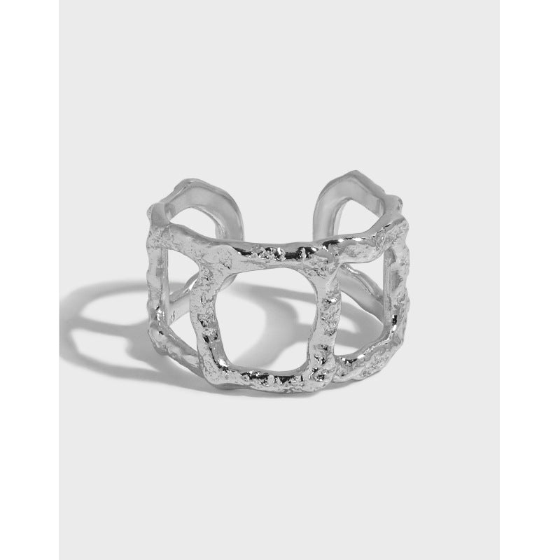 Holiday Hollow Chain Wide 925 Sterling Silver Adjustable Ring