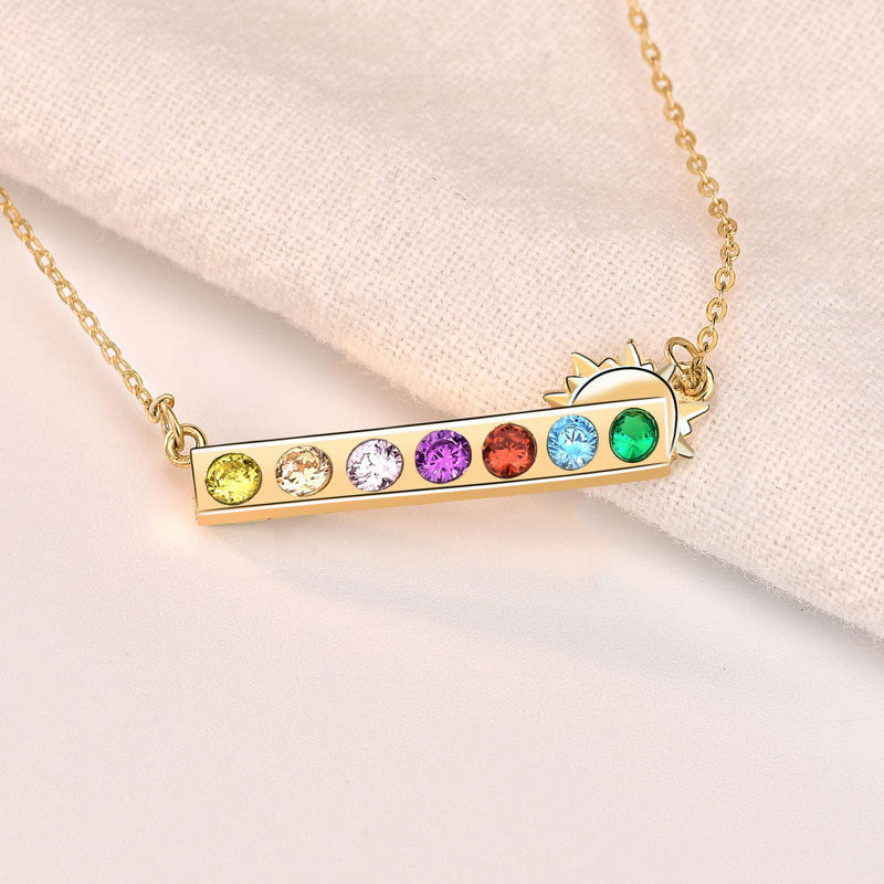 Beautiful Colorful CZ Rainbow Sunrise 925 Sterling Silver Necklace