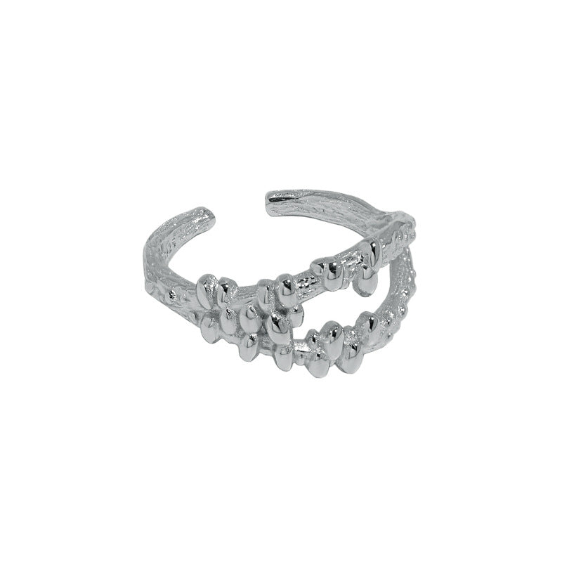 Fashion Bubbles Open Mouth 925 Sterling Silver Adjustable Ring