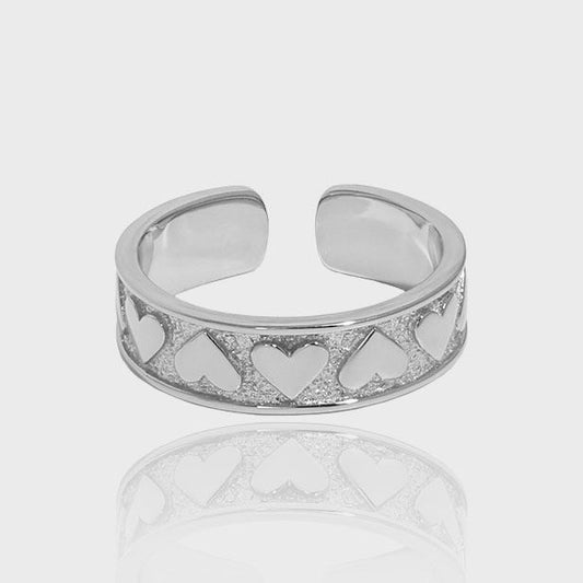 Women Hearts Love 925 Sterling Silver Adjustable Ring