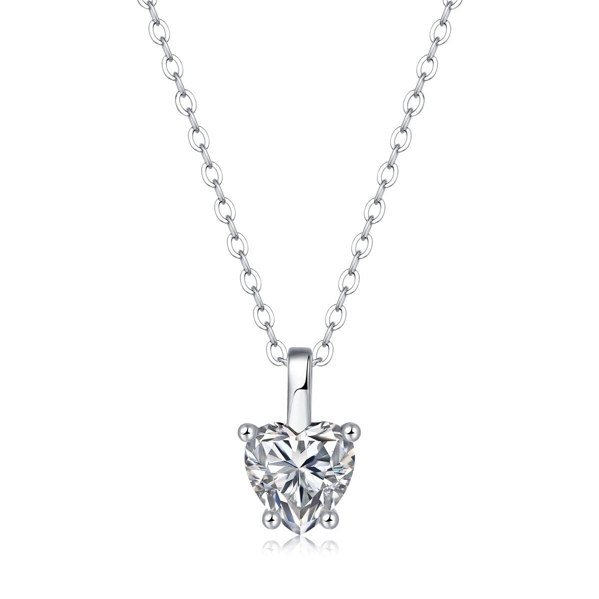 Casual Moissanite CZ Heart Dangle 925 Sterling Silver Necklace