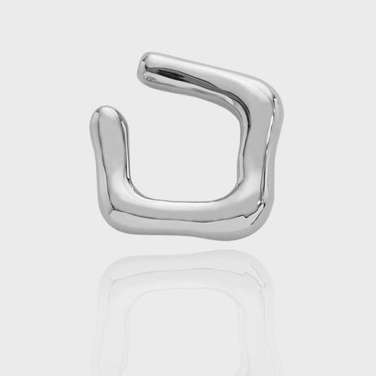 Geometry Hollow Square 925 Sterling Silver Non-Pierced Earring(Single)