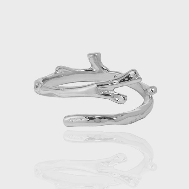 Fashion Irregular Tree Branch 925 Sterling Silver Adjustable Ring
