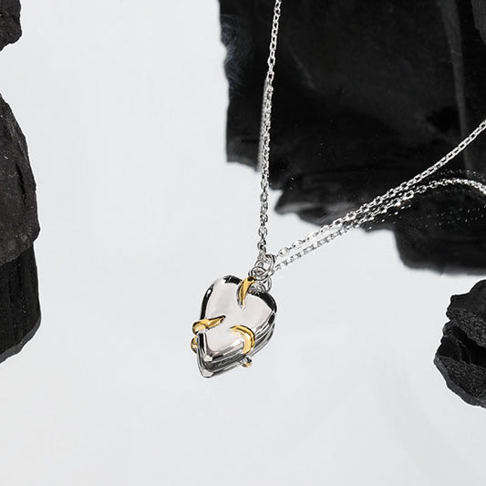Minimalist Embrace Heart 925 Sterling Silver Necklace
