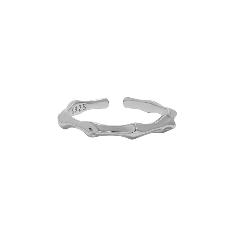 Graduation Bamboo Joint 925 Sterling Silver Adjustable Ring