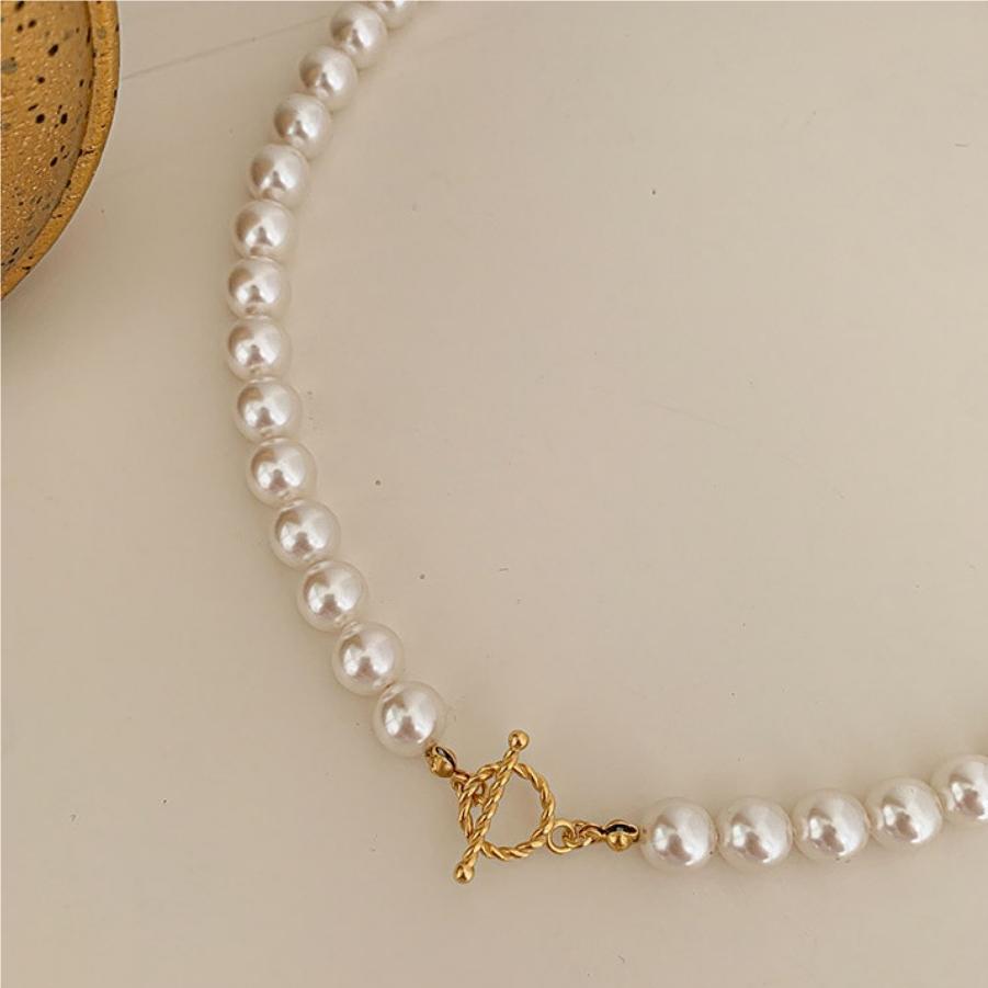 Women Round Natural Pearls OT 925 Sterling Silver Necklace