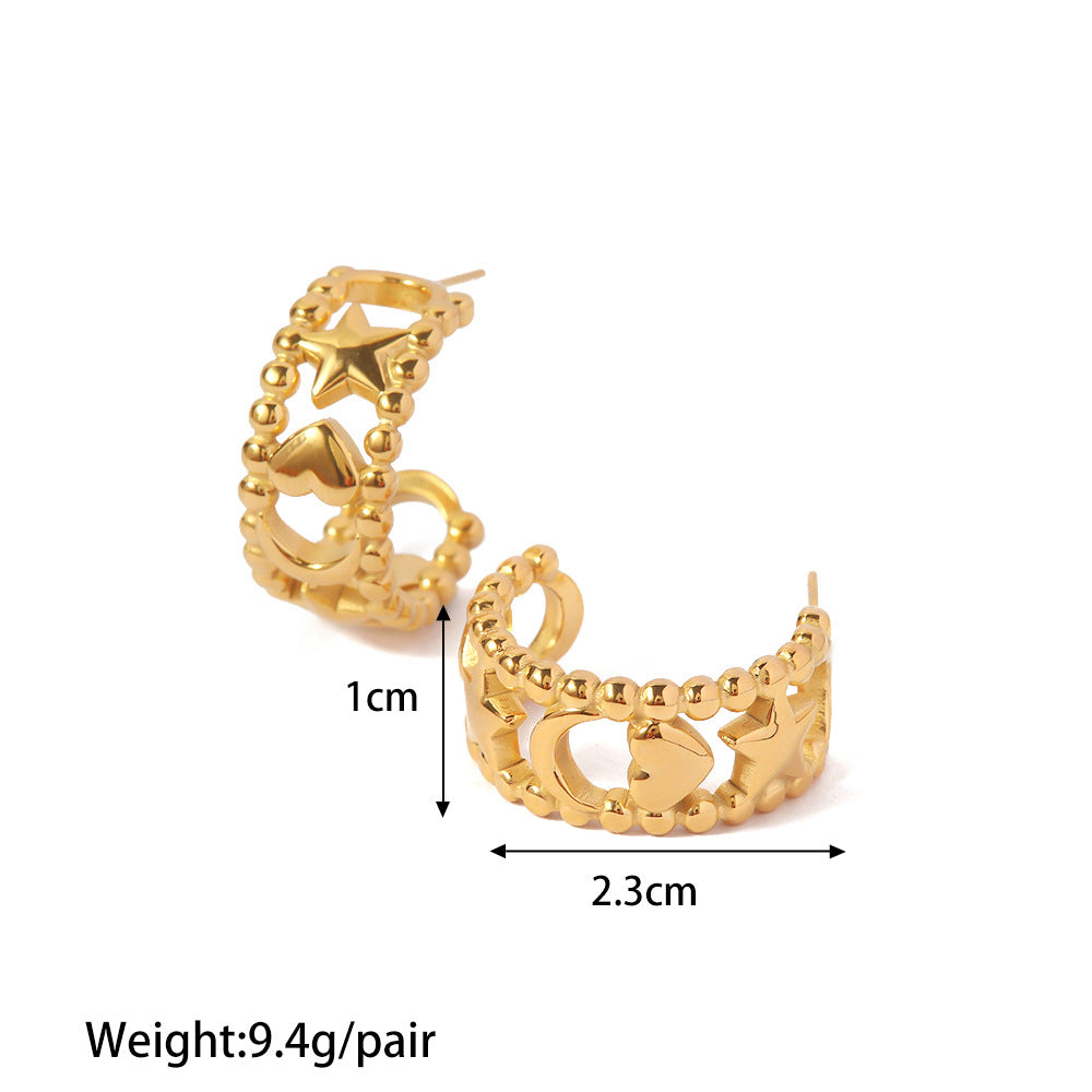 18K gold C-shaped earrings