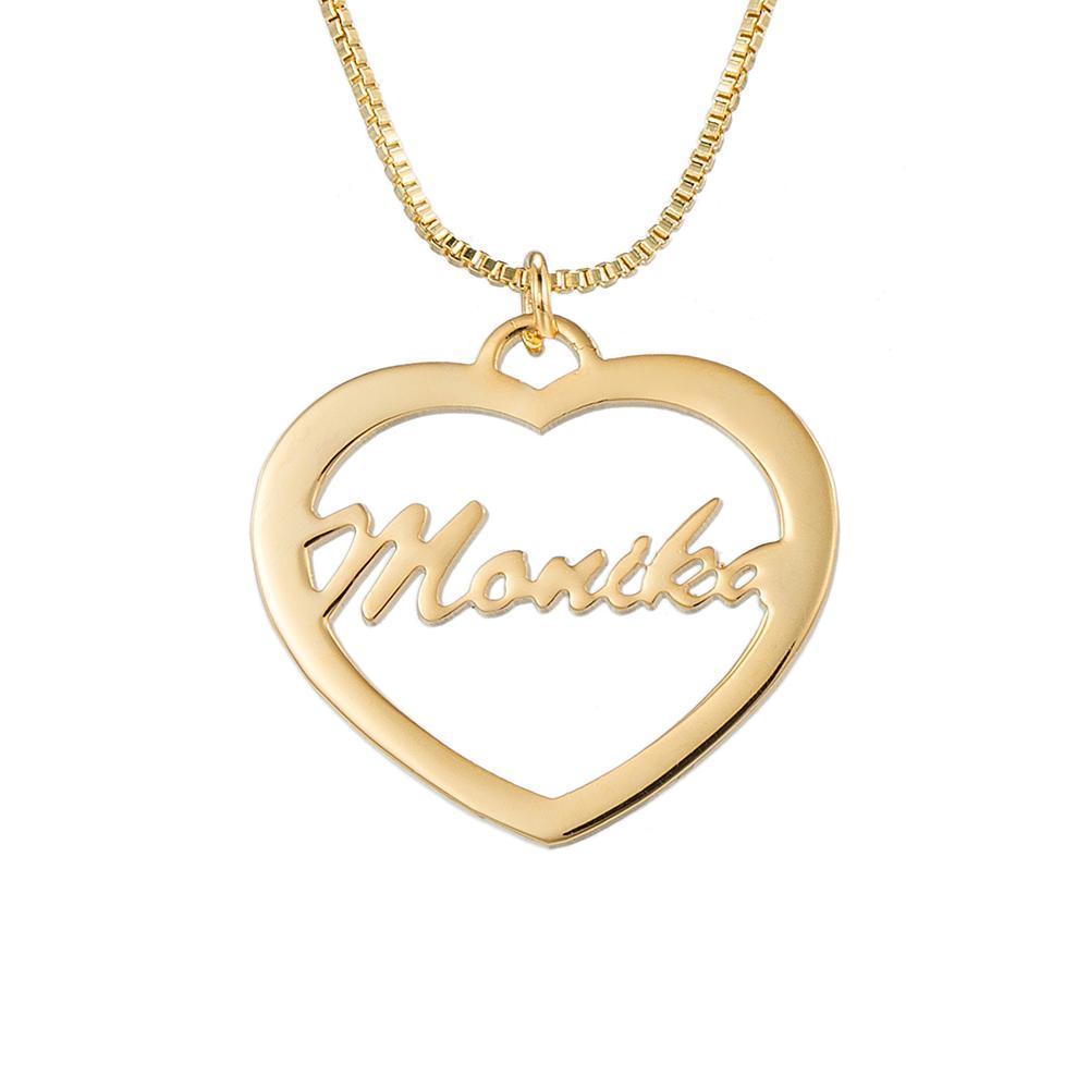 Noble Heart Cutout Design Custom Name Necklace
